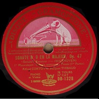 Disque Gramophone : Cortot - Violin Sonata No. 9